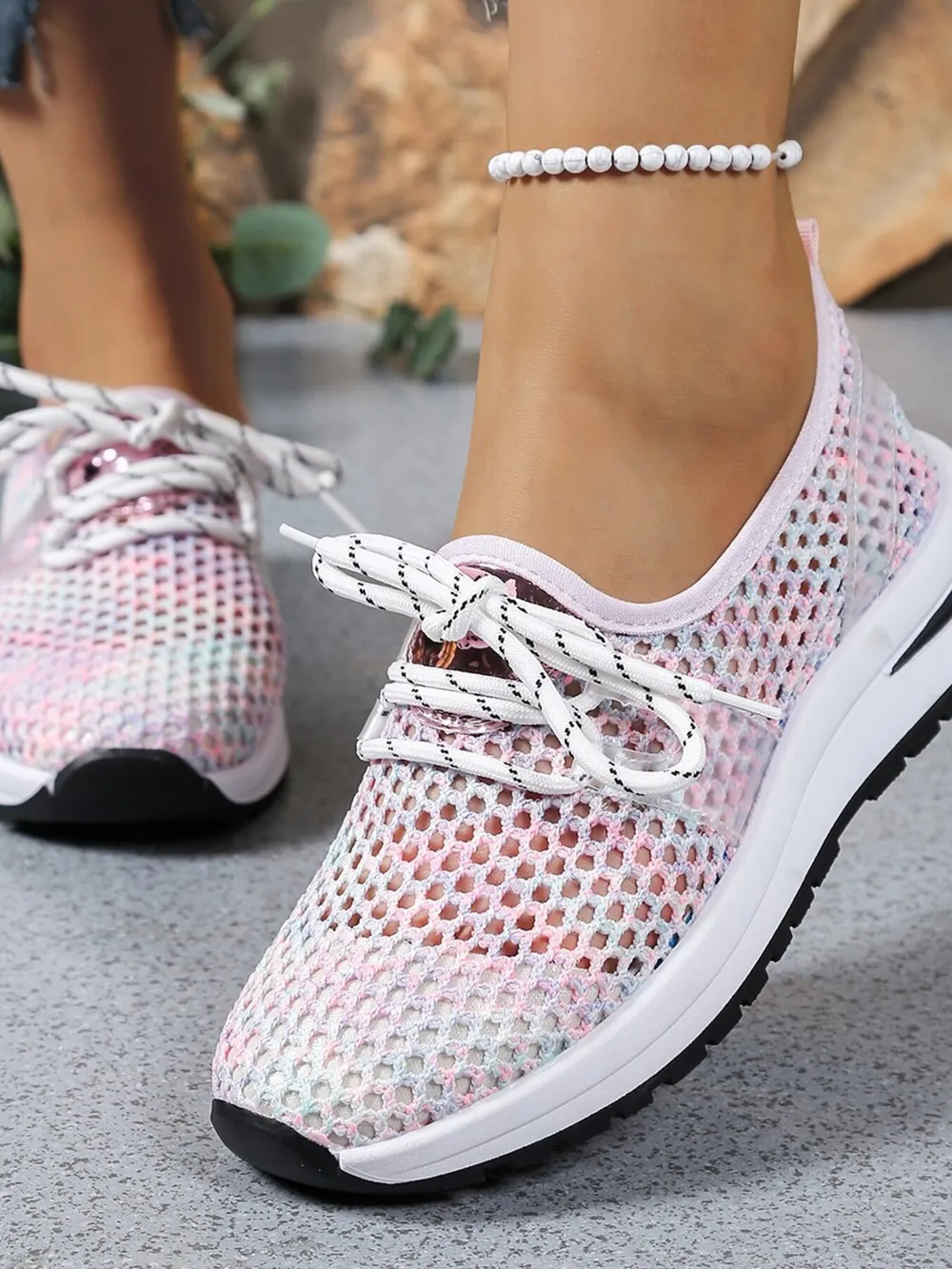 Mesh Breathable Lace Up Athletic, image 4