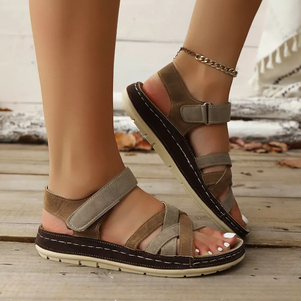 Criss-Cross Open Toe Flats Sandals, image 5