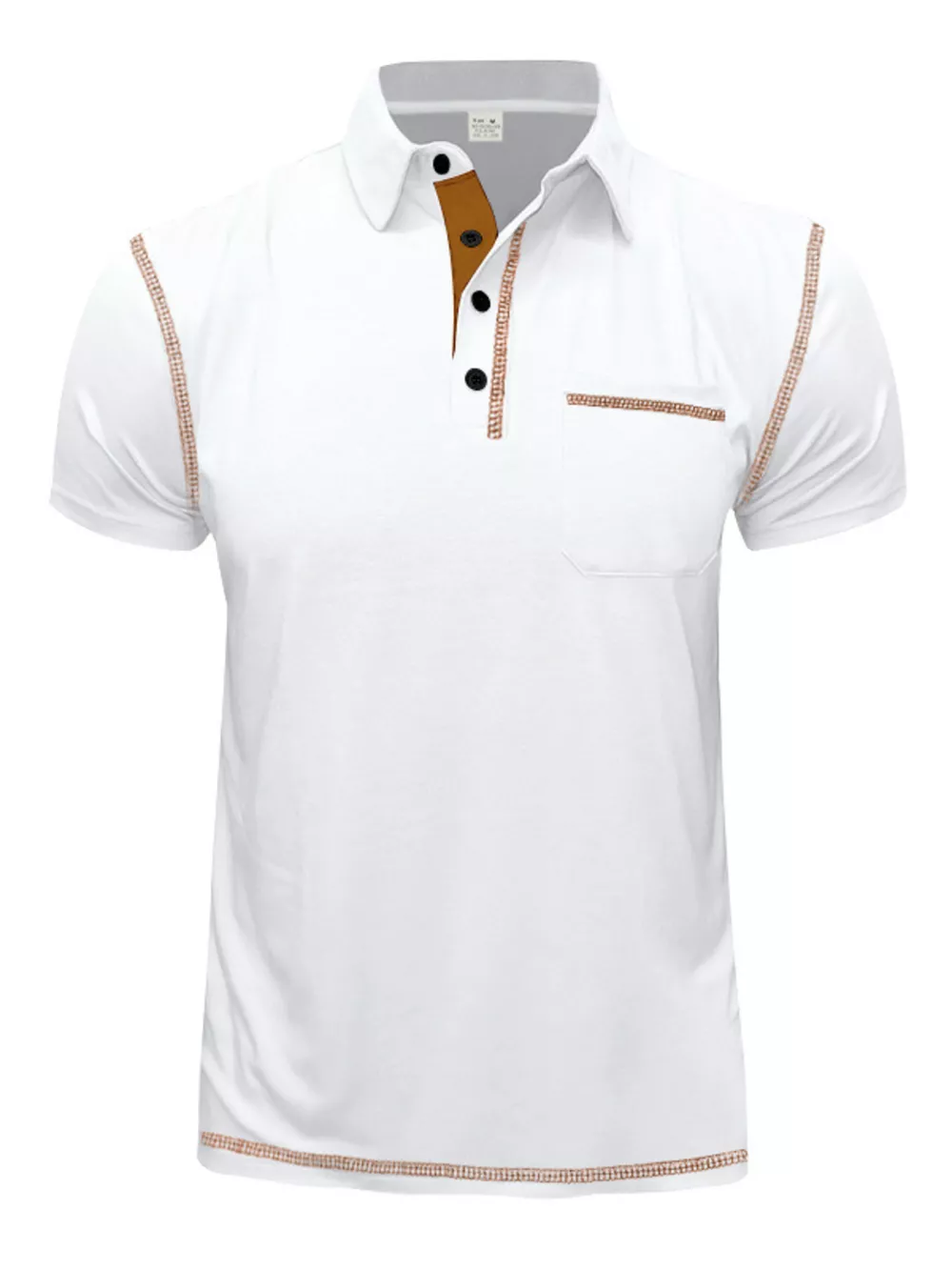Men's Full Size Contrast Stitching Short Sleeve Top Plus Size, image 4