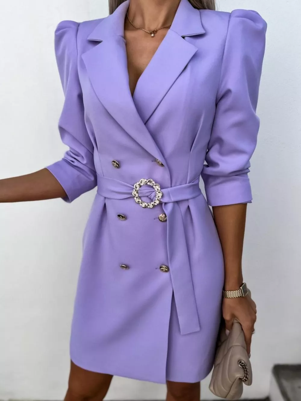 3/4 Sleeve Belted Blazer Dress, image 9