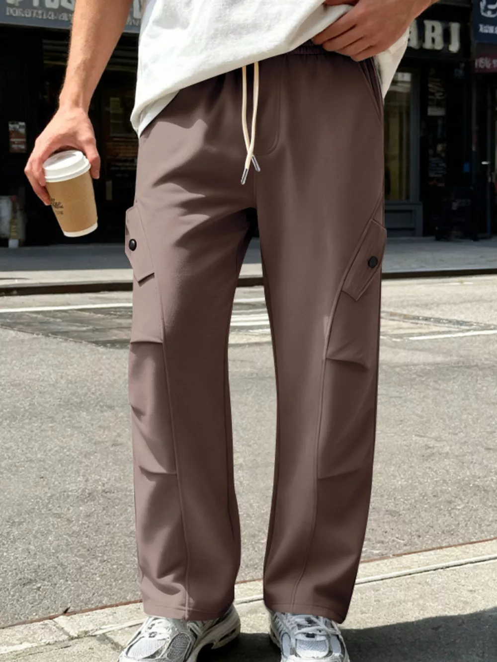 Men's Full Size Casual Cargo Pants with Drawstring Waist Plus Size, image 2