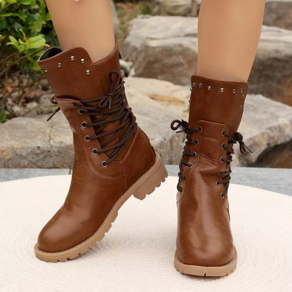 Studded Lace-Up Boots, image 4