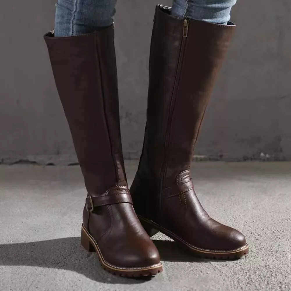 Round Toe Block Heels Boots, image 6