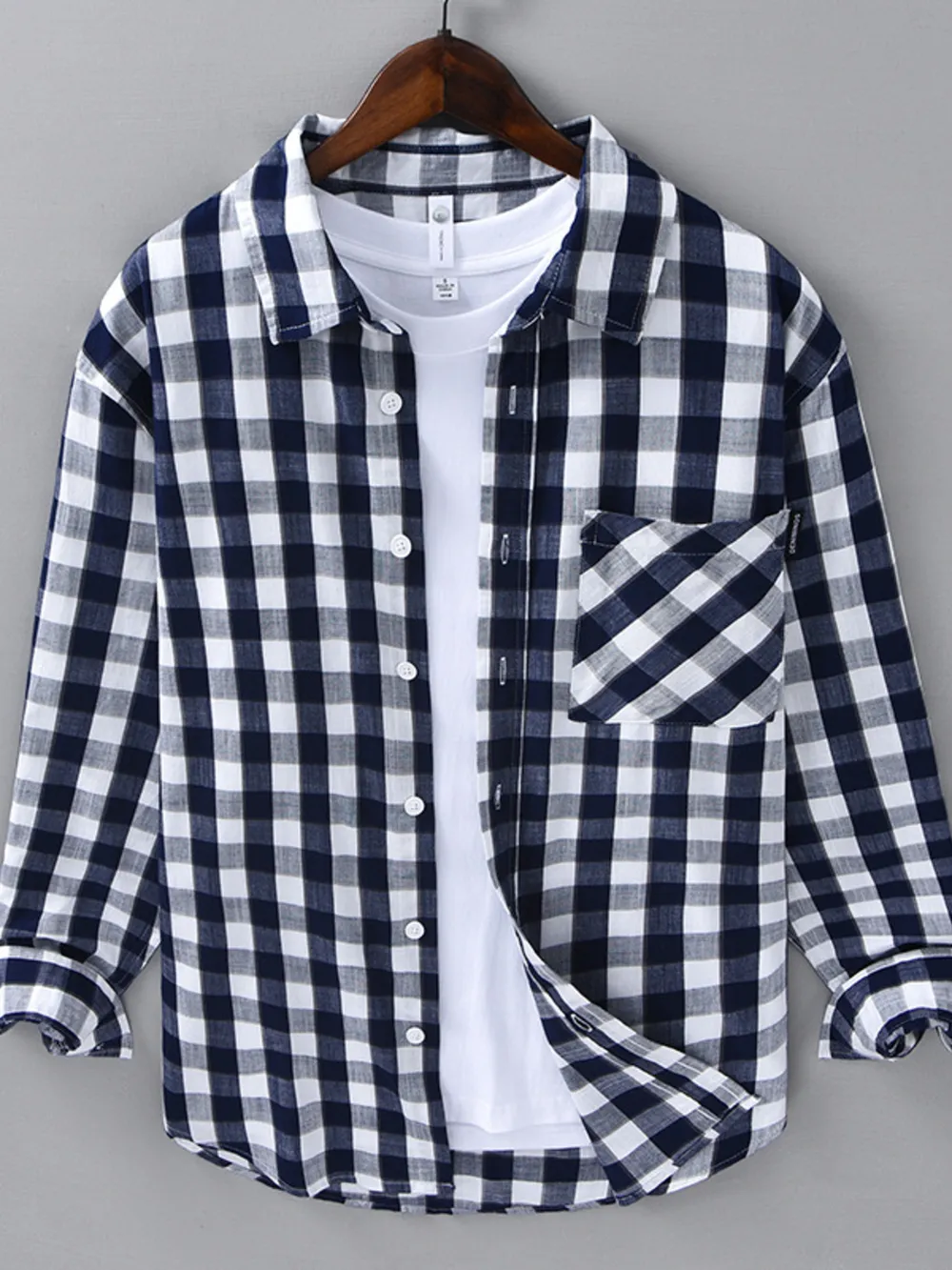 Men's Plus Size Plaid Button-Up Casual Shirt