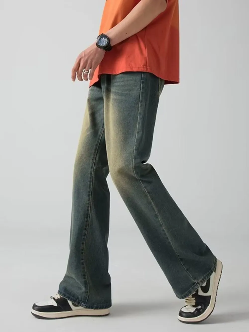 Men's Plus Size Vintage Wash Wide Leg Jeans, image 2