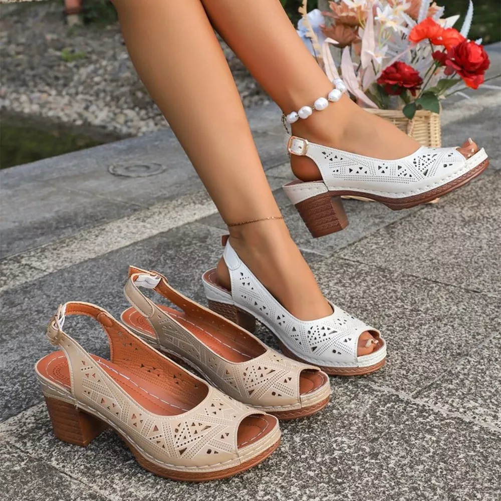 Open Toe Block Heels Sandals, image 2