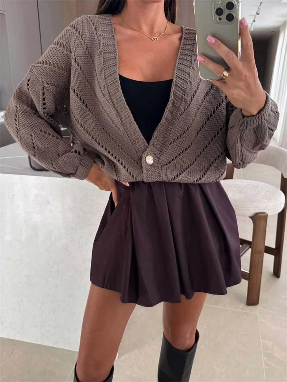 Openwork Long Sleeve Cardigan, image 2