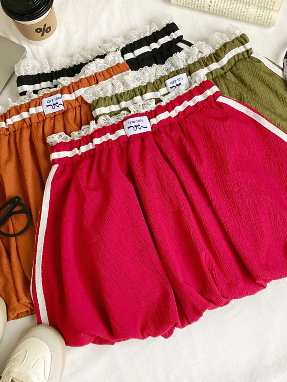 Lace Trim Elastic Waist Mini Skirt, image 14