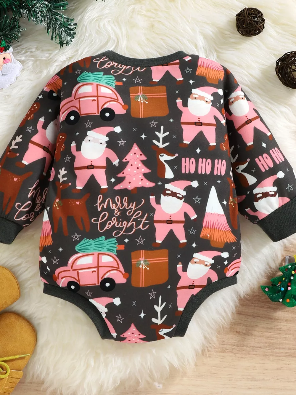 Children's Christmas Print Long Sleeve One-Piece Bodysuit, image 2