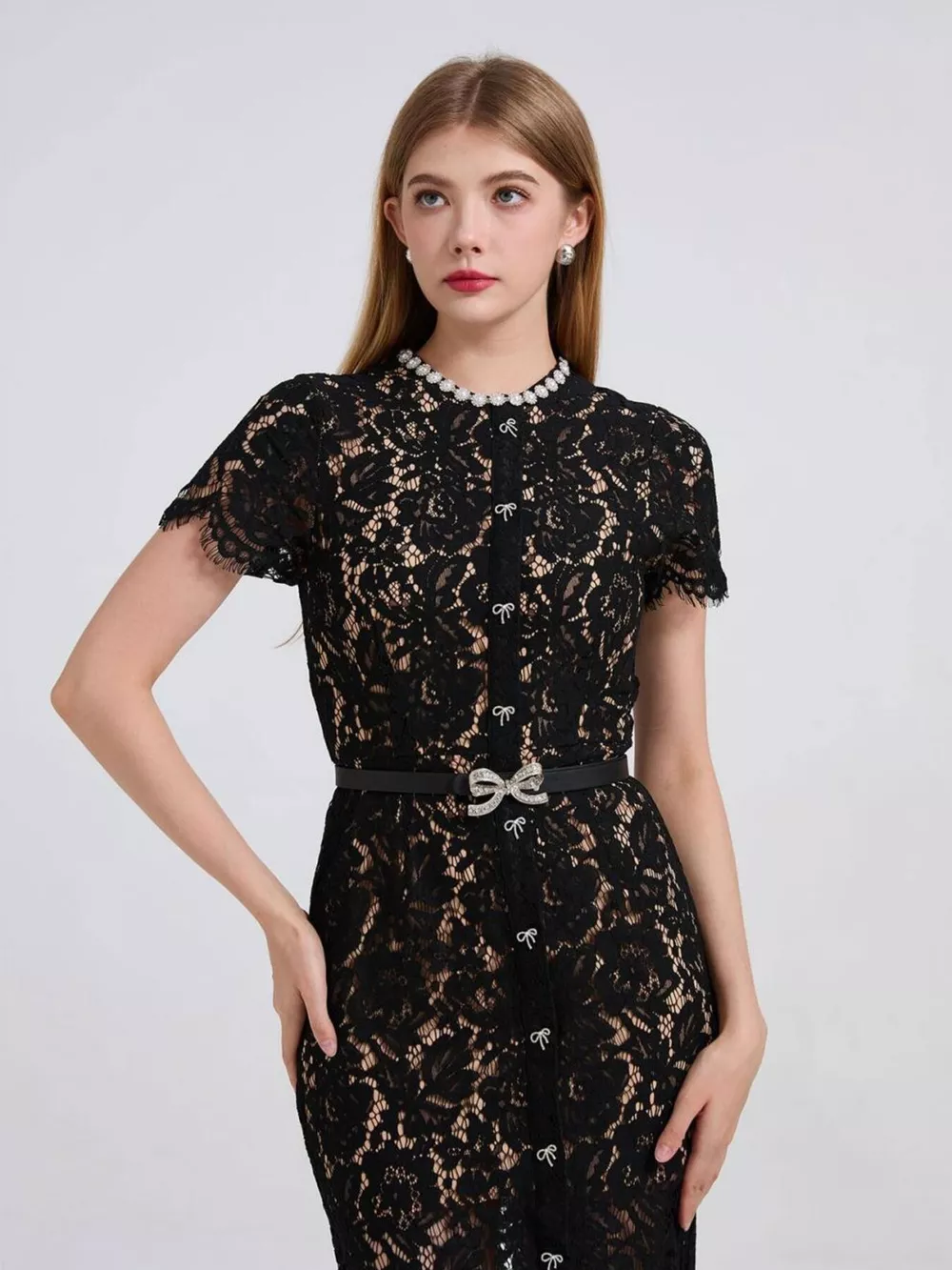 Lace Short Sleeve Mermaid Dress, image 23