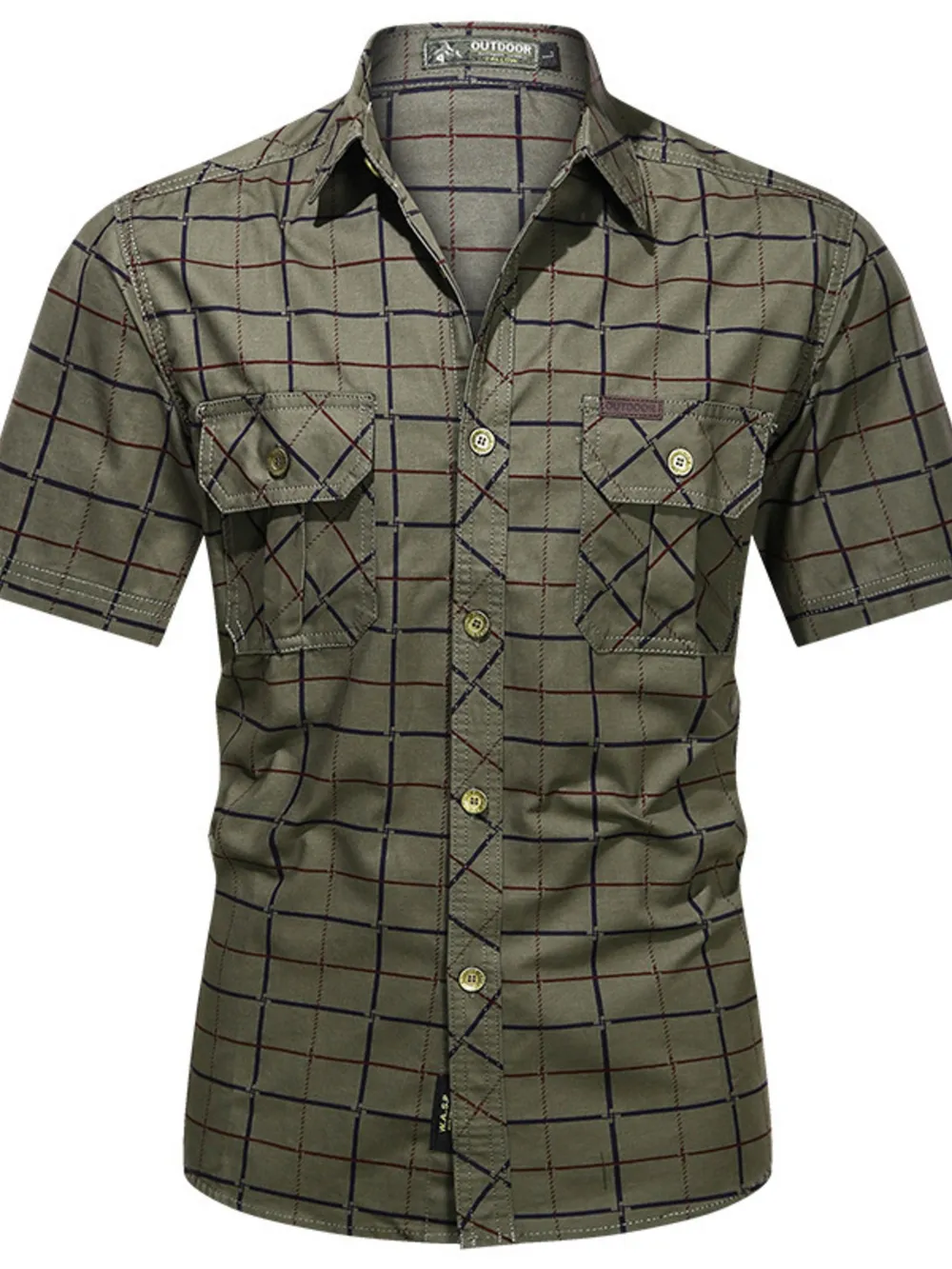 Men's Plus Size Casual Plaid Short-Sleeve Shirt, image 4