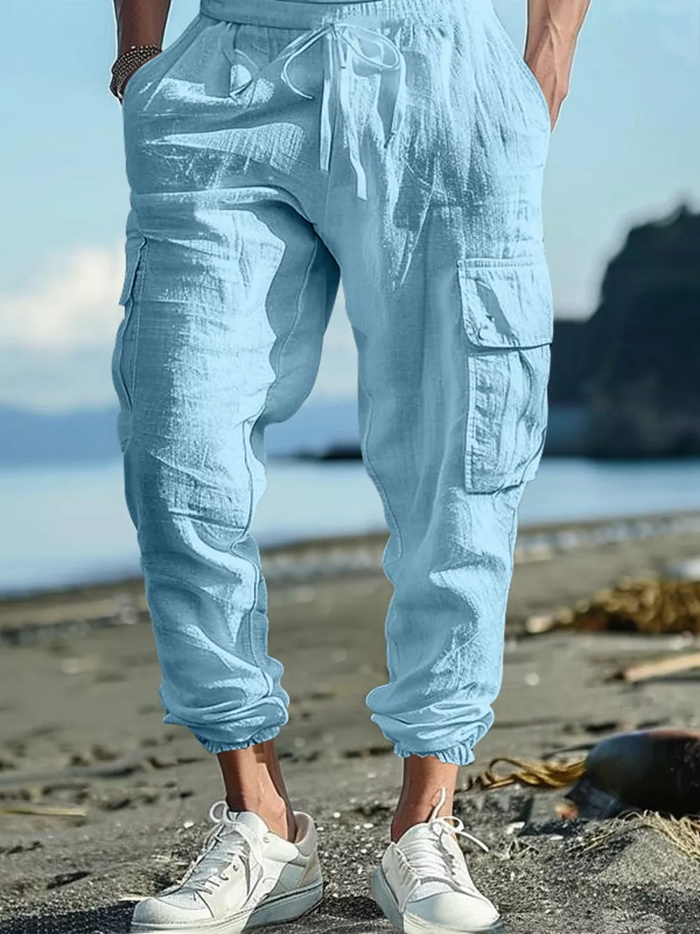 Men's Full Size Casual Cargo Pants with Drawstring Waist Plus Size, image 10