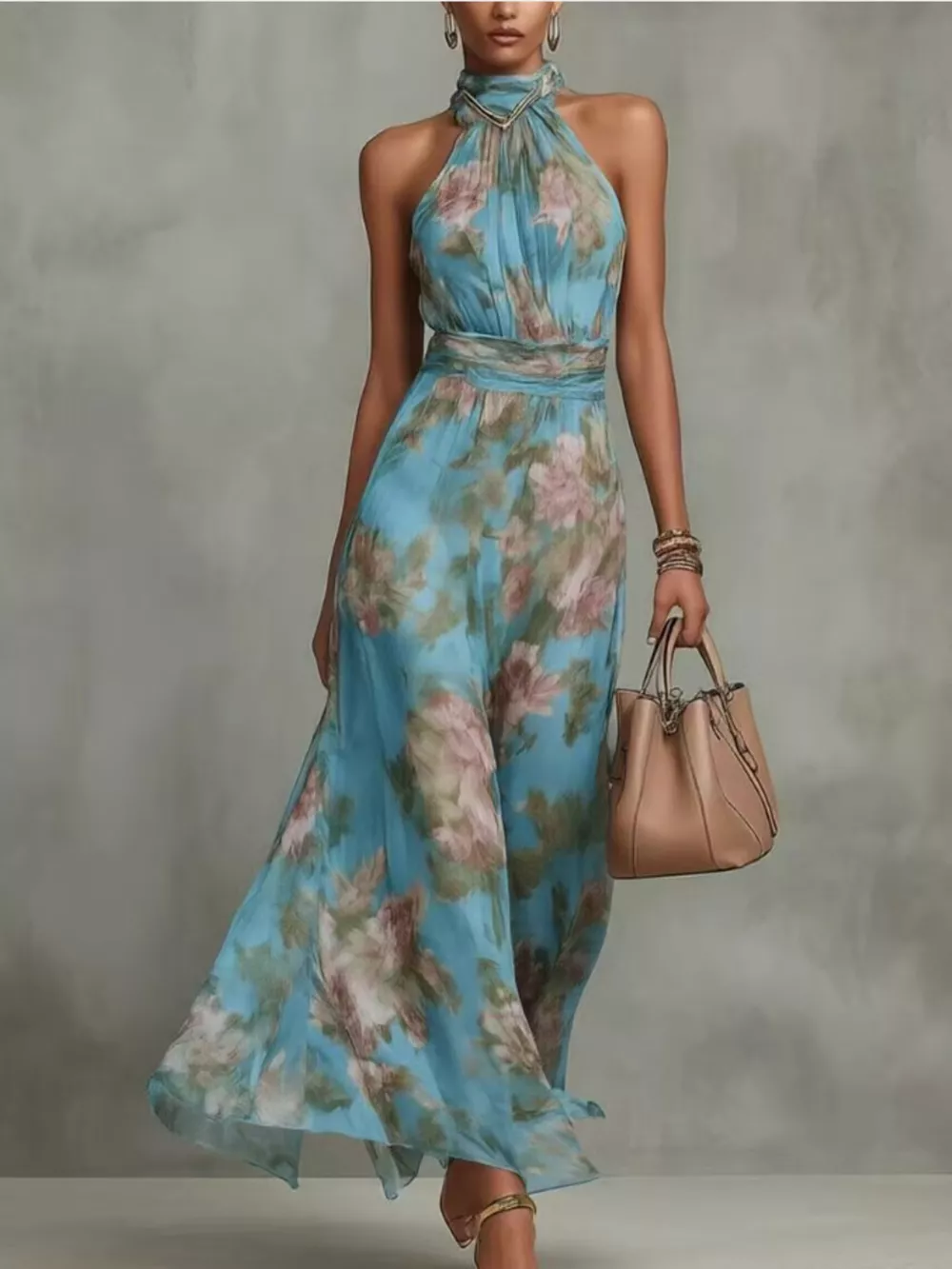 Full Size Floral Print Sleeveless Maxi Dress Plus Size, image 7