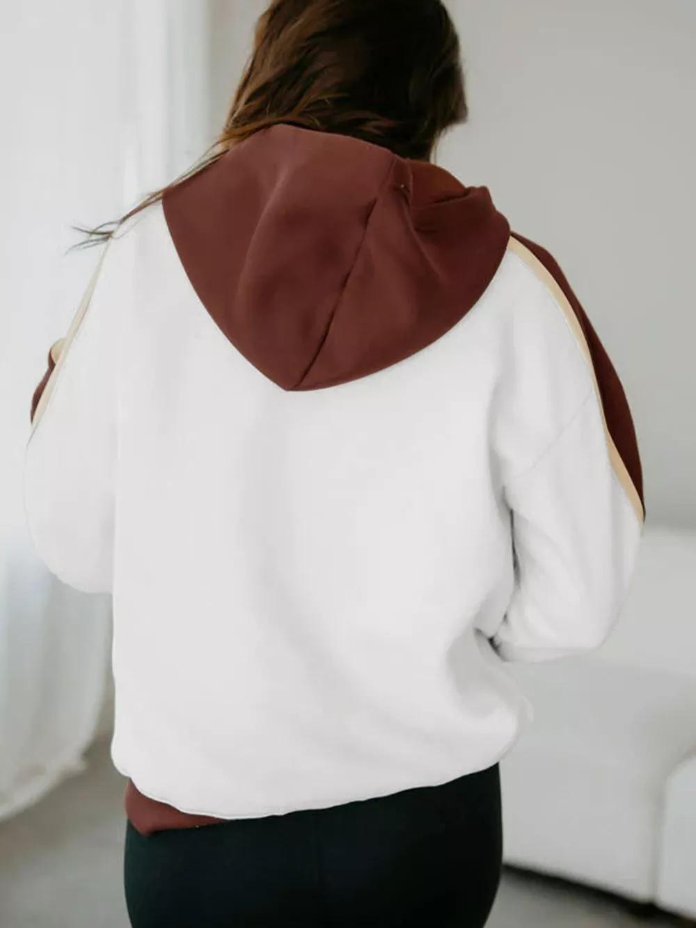 Color Block Patchwork Hooded Sweatshirt, image 2