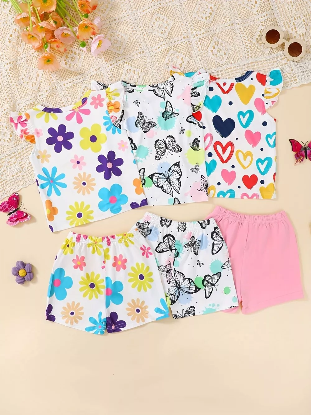 Children's 6 Piece Printed Tee and Shorts Set, image 5