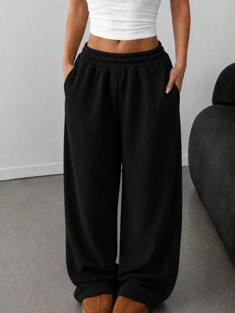 Elastic Waist Wide-Leg Sweatpants, image 8