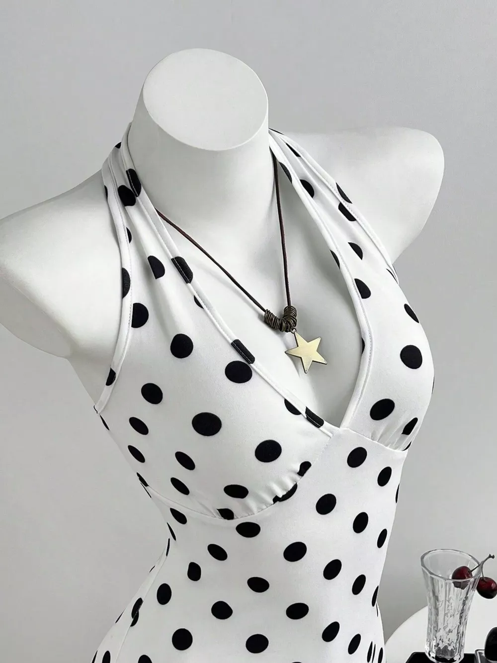 Polka Dot Halter Neck Romper, image 2