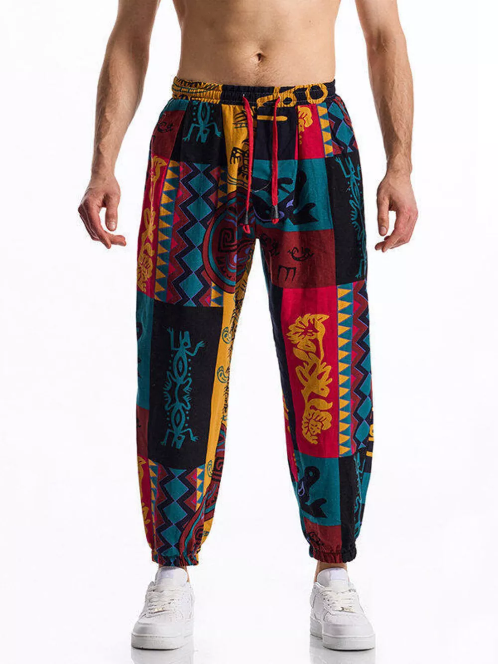Men's Full Size Printed Drawstring Casual Pants Plus Size, image 13