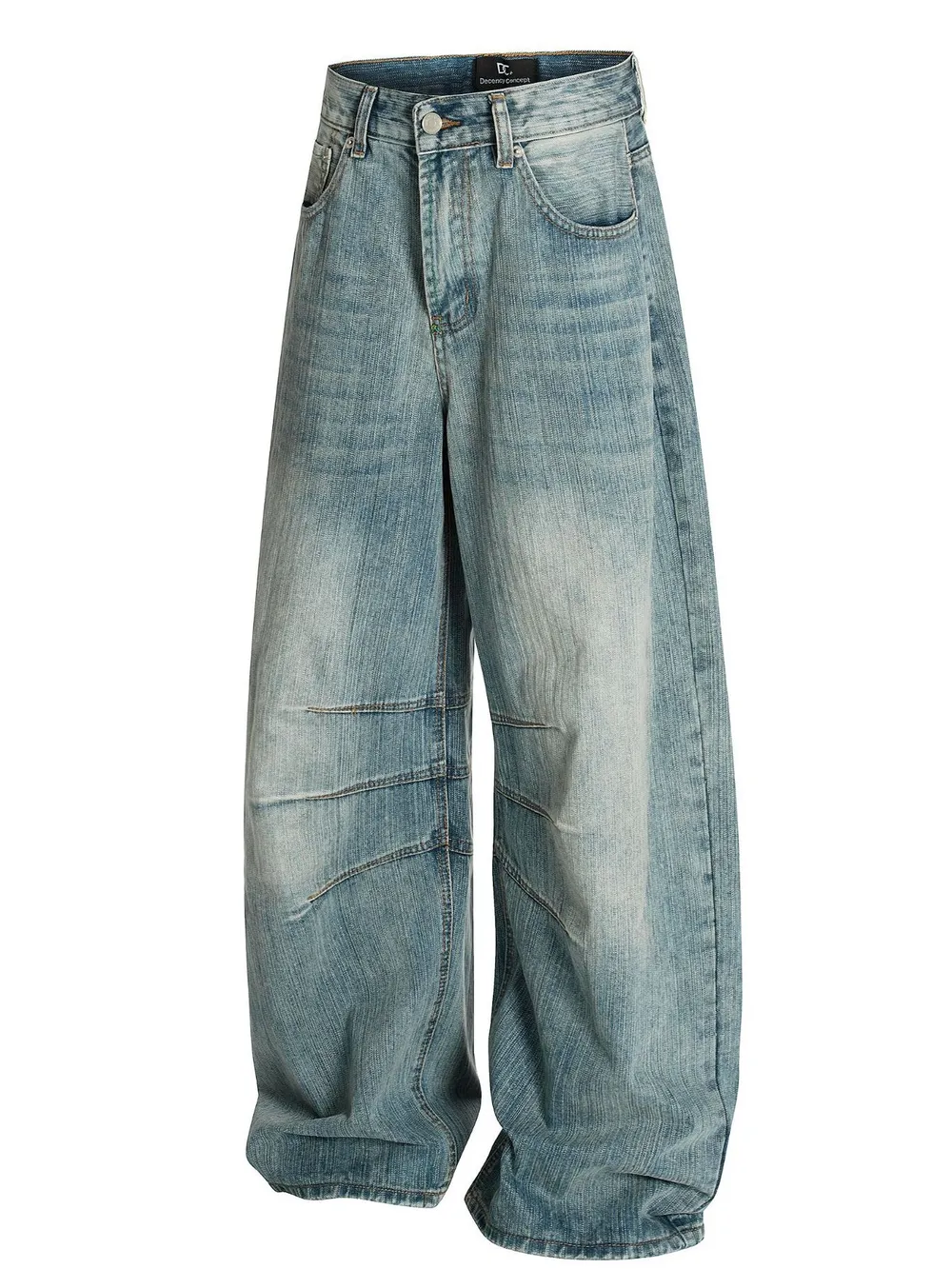 Men's Wide Leg Relaxed Fit Vintage Wash Jeans, image 2