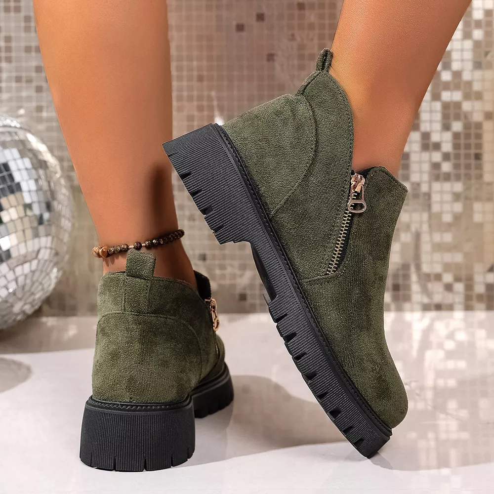 Round Toe Side Zip Ankle Boots, image 9