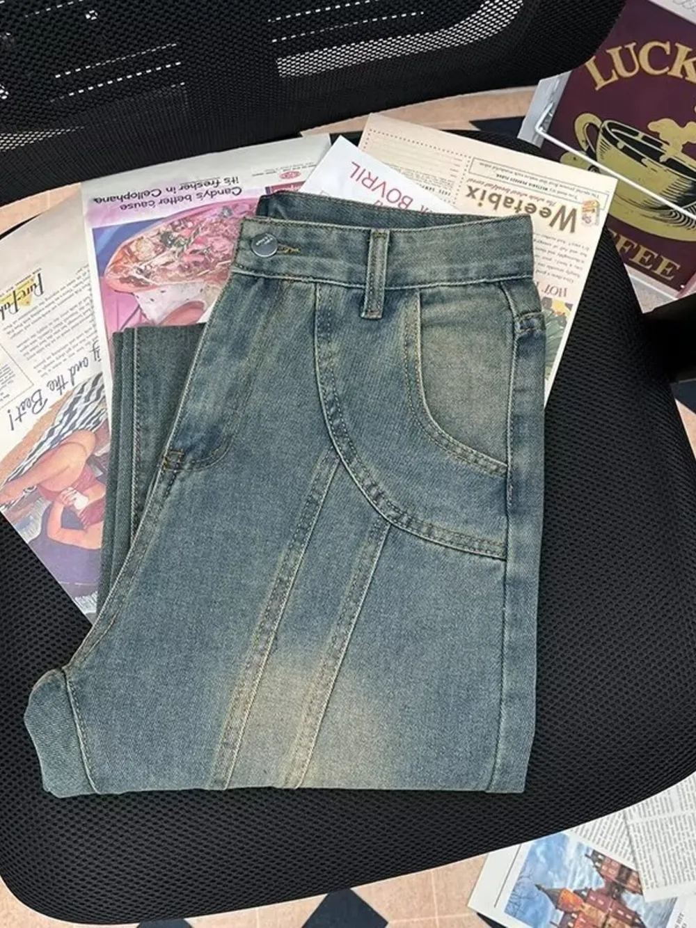 Men's Plus Size Vintage Wash Flare Jeans, image 4