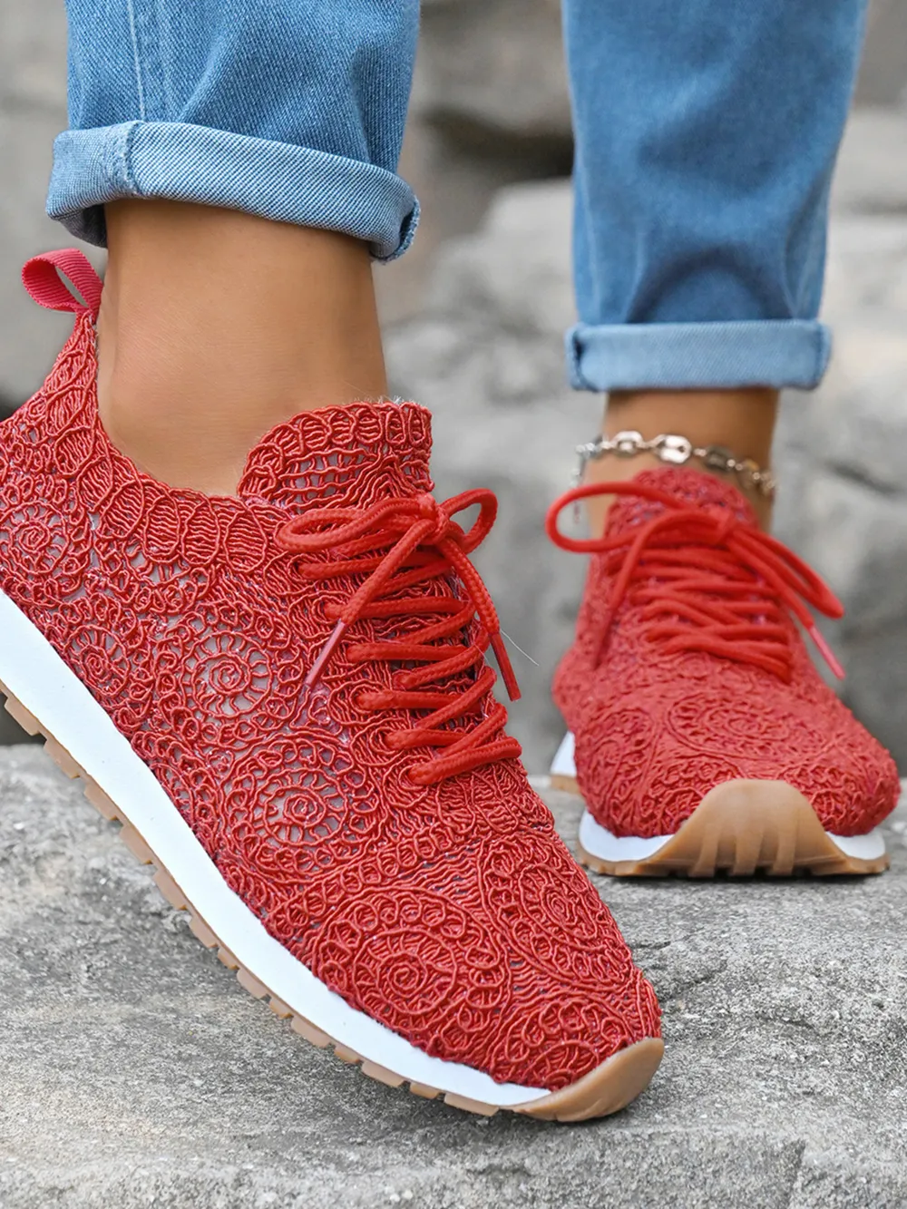 Mesh Lace Up Sneakers, image 5