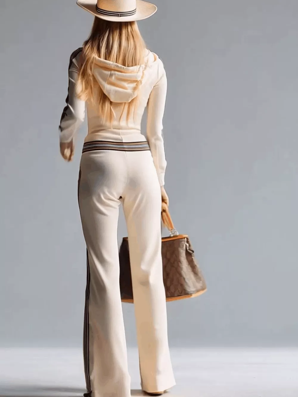 Striped Zip Front Hooded Jumpsuit, image 3