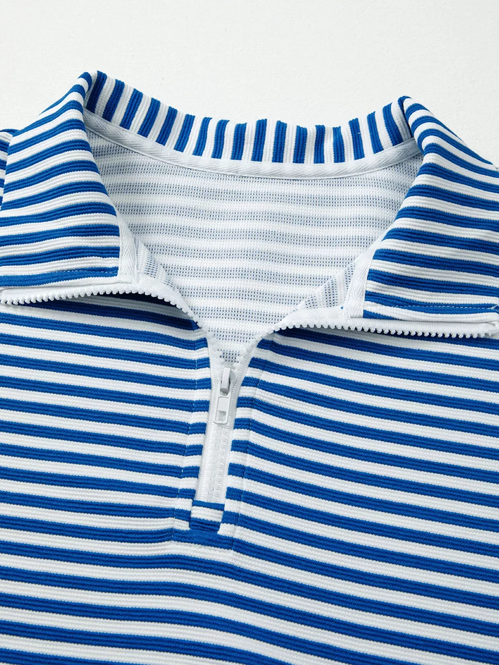 Stripe Quarter Zip Collar Long Sleeve Top, image 10