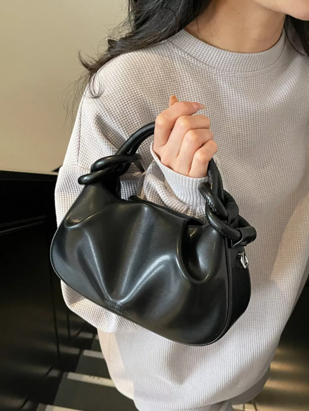 Knot Handle Ruched Crossbody Bag, image 6