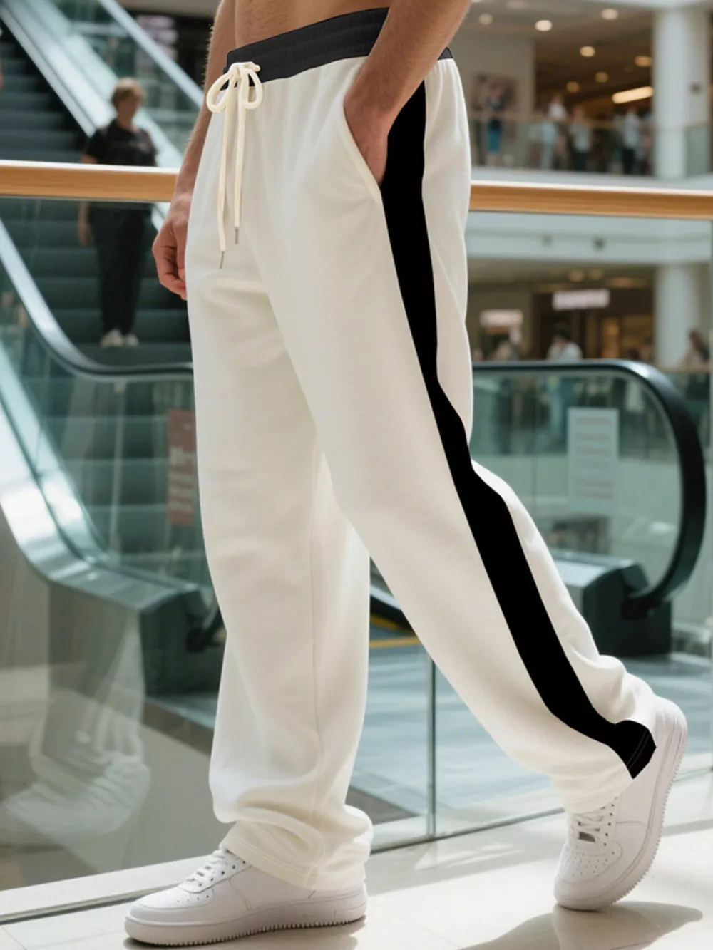 Men's Full Size Contrast Stripe Drawstring Sweatpants Plus Size, image 2