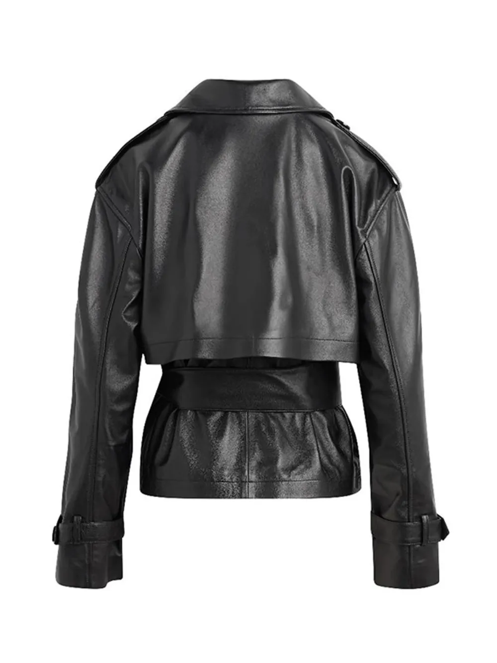 Leather Belted Trench Jacket, image 5