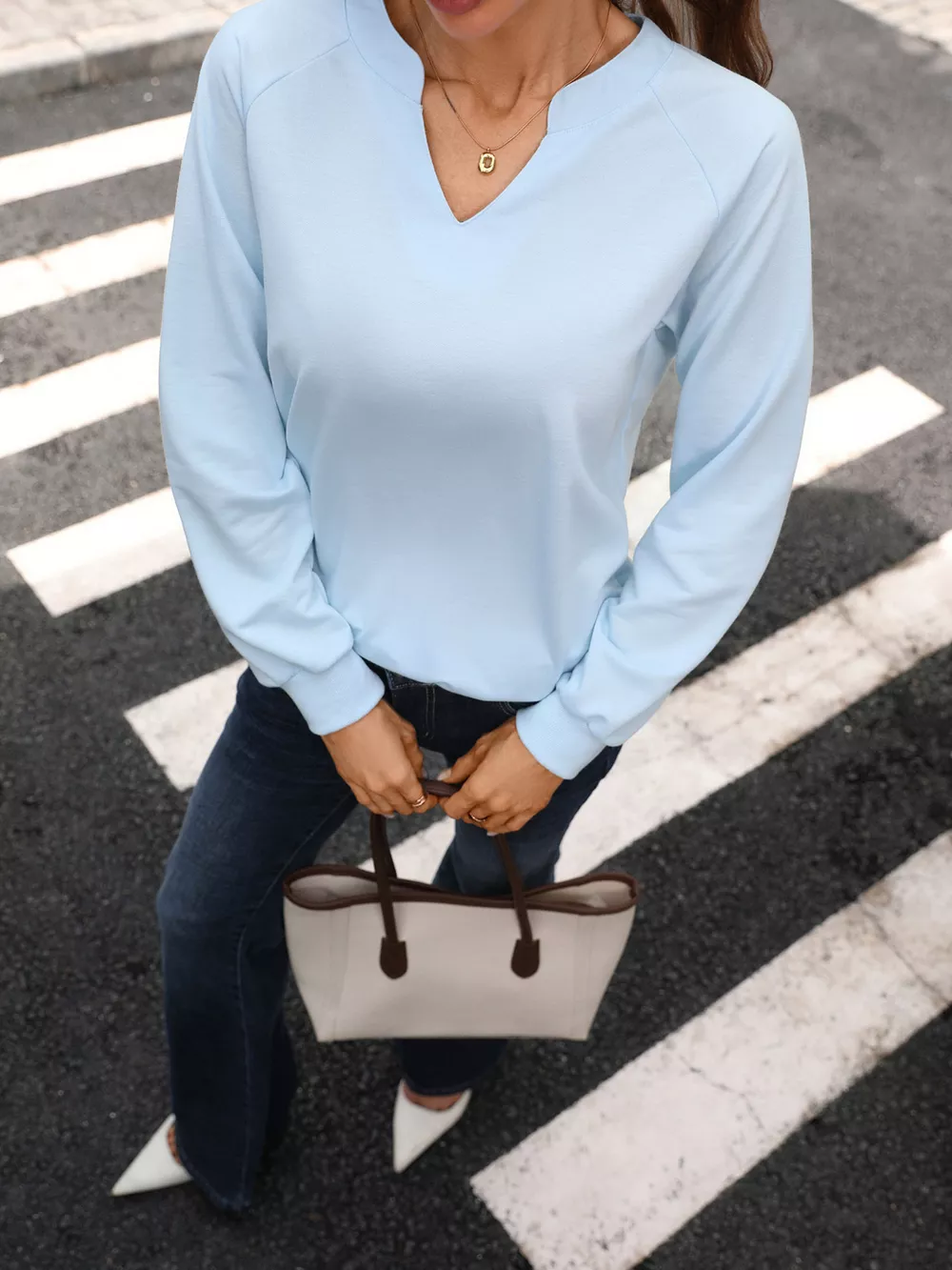 Notched Raglan Sleeve Sweatshirt, image 17