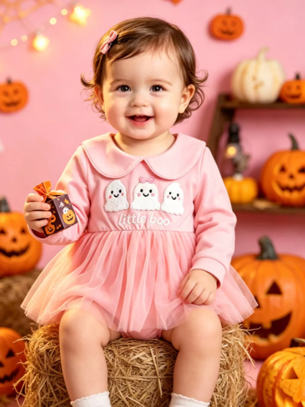 Children's Halloween Embroidered Tulle Bodysuit Dress, image 5