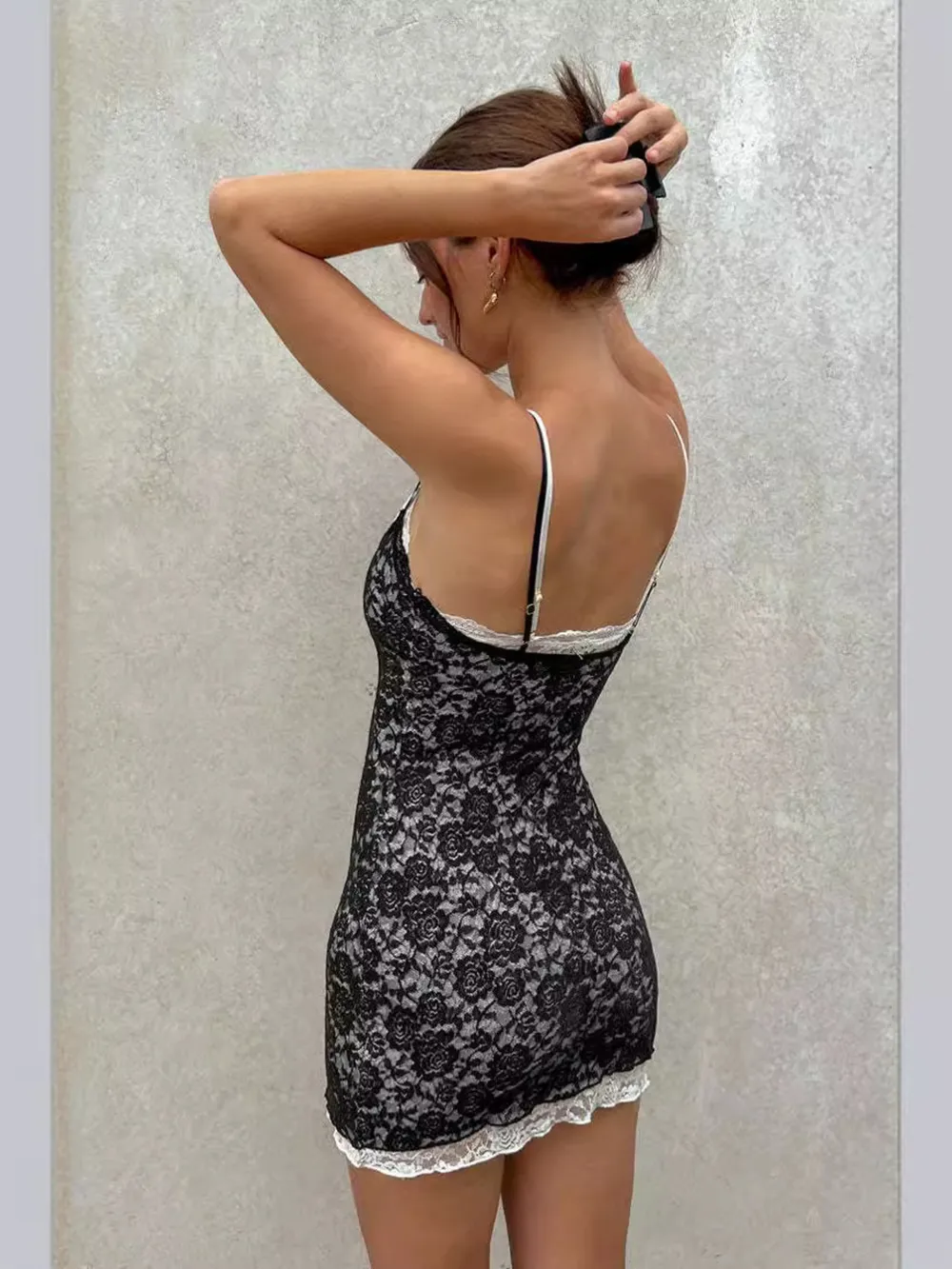 Lace Trim Cami Mini Dress, image 2