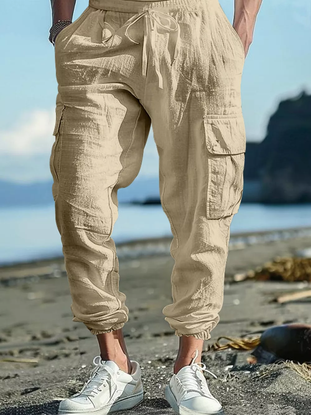 Men's Full Size Casual Cargo Pants with Drawstring Waist Plus Size, image 8
