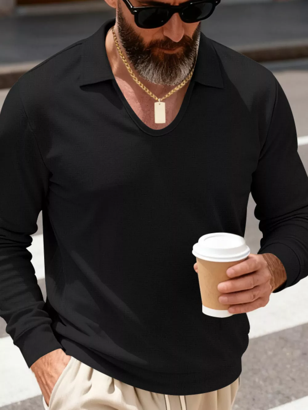 Men's Full Size Slim Fit Long Sleeve Polo Plus Size, image 13