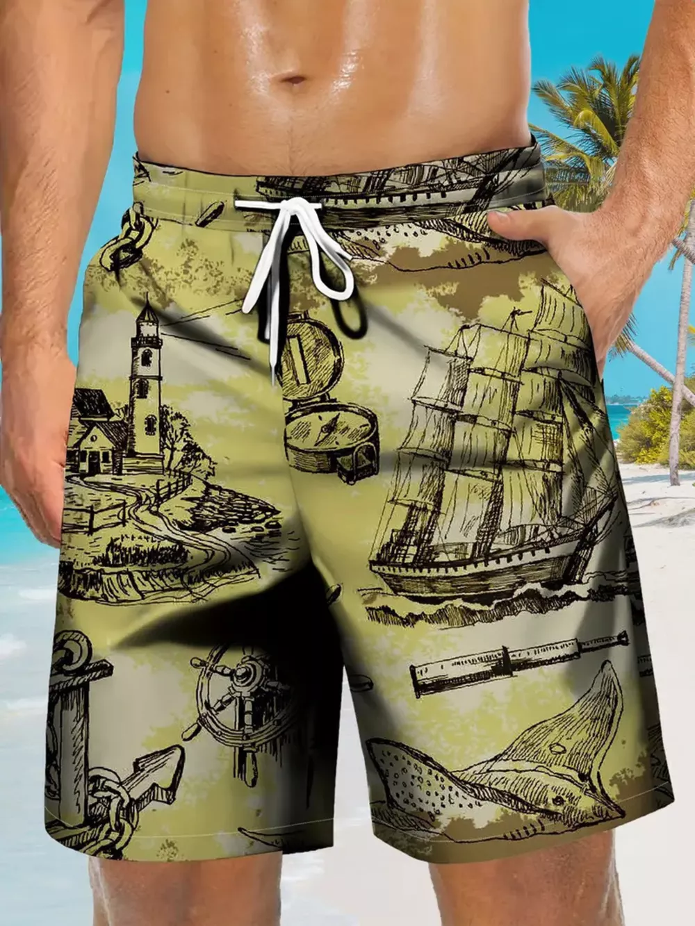 Men's Full Size Drawstring Pocketed Shorts Plus Size, image 3