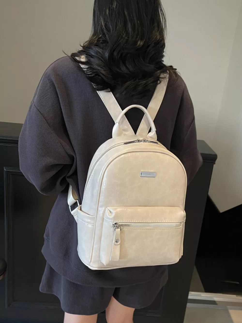 Lightweight Leather Backpack Bag, image 7