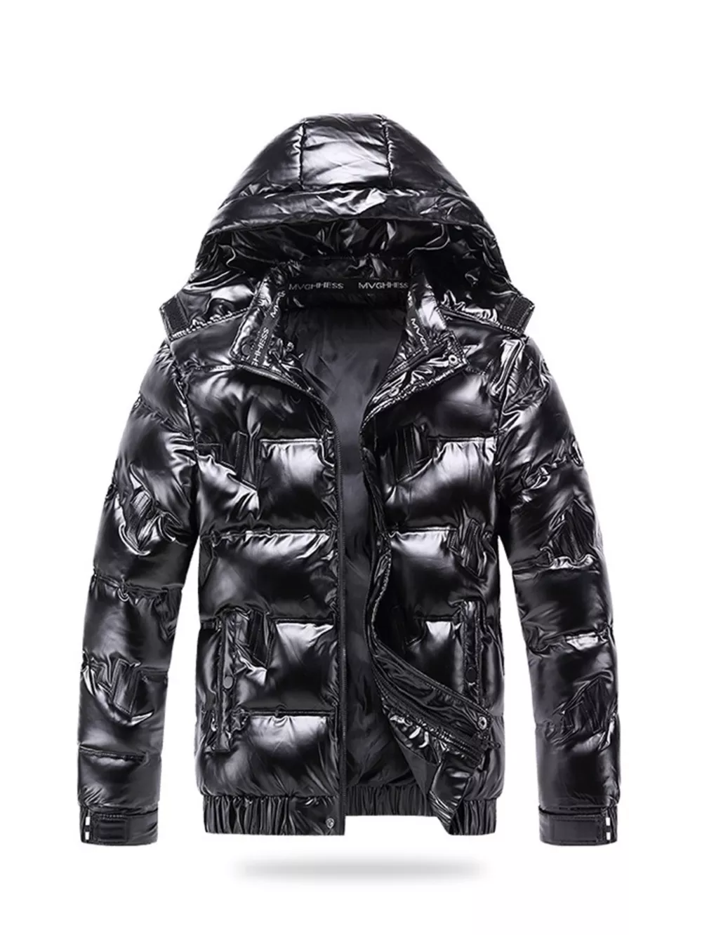 Men's Plus Size Zip Up Puffer Jacket with Hood, image 6