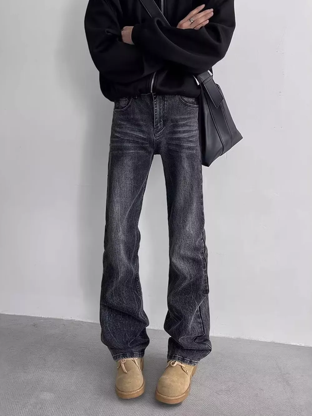 Men's Full Size Vintage Wash Flare Jeans Plus Size, image 3