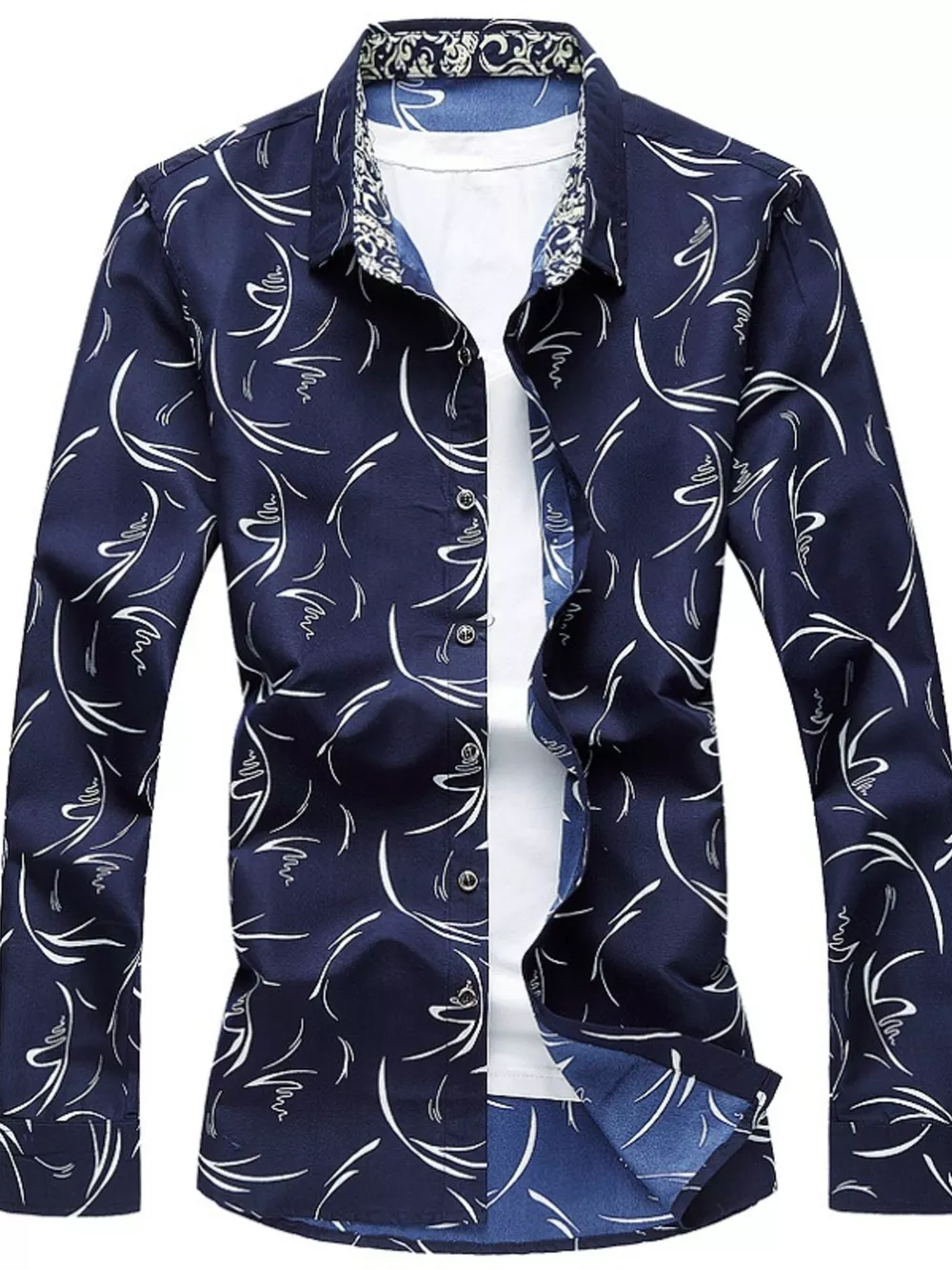 Men's Plus Size Printed Long Sleeve Shirt