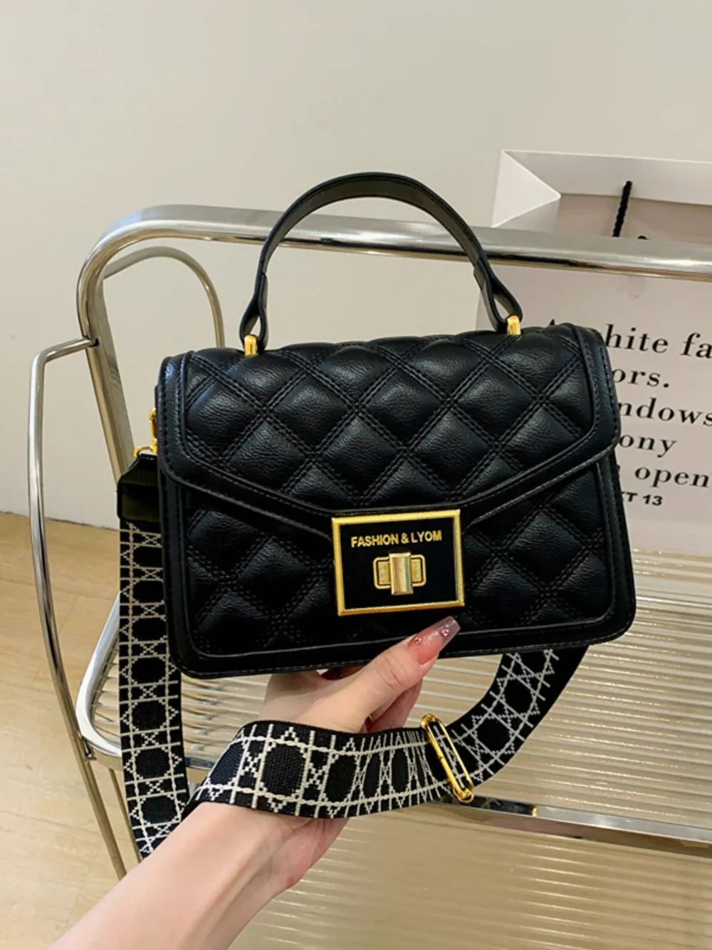 Quilted Adjustable Strap Shoulder Bag, image 6
