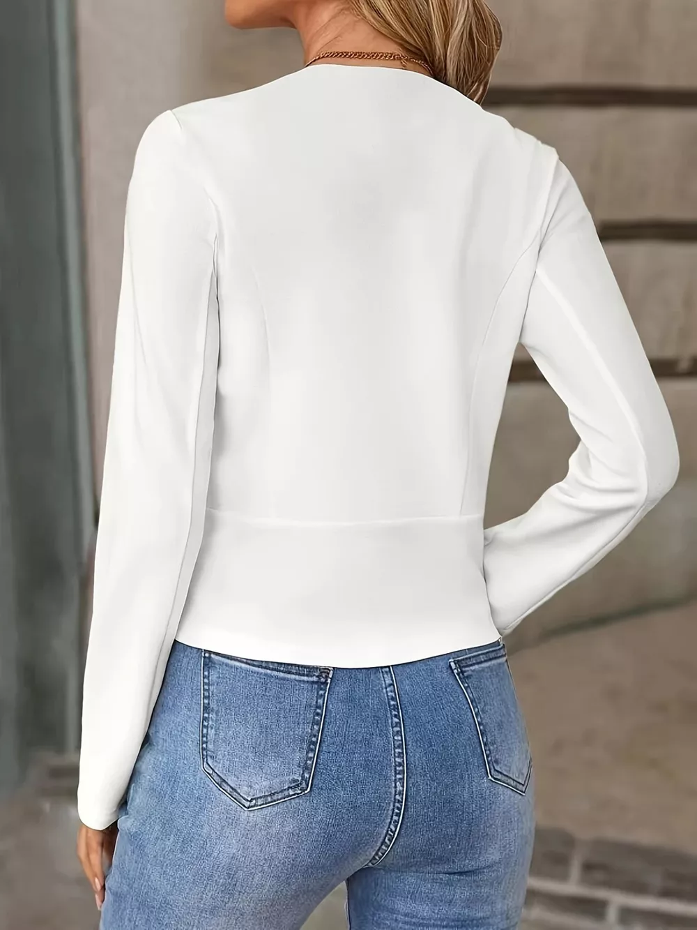 Minimalist Open-Front Cropped Blazer, image 4
