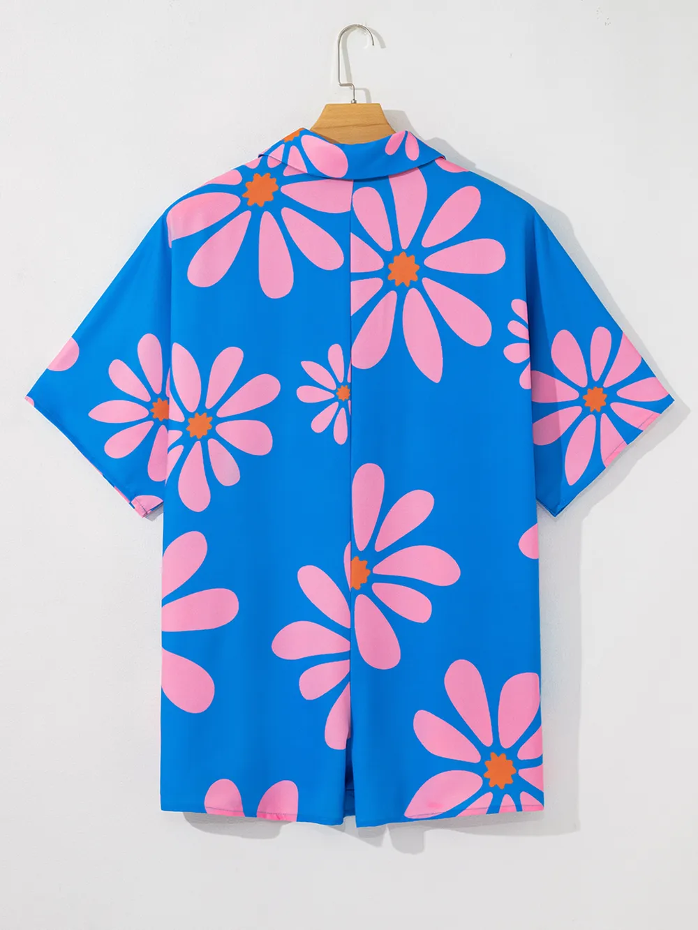 Summer Flower Print Shirt Collar Button Front Loose Romper, image 7