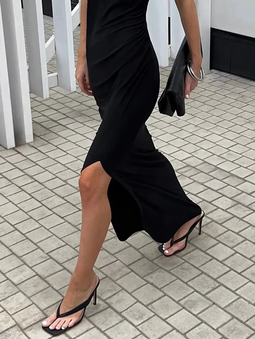 Slit Sleeveless Round Neck Maxi Dress, image 4