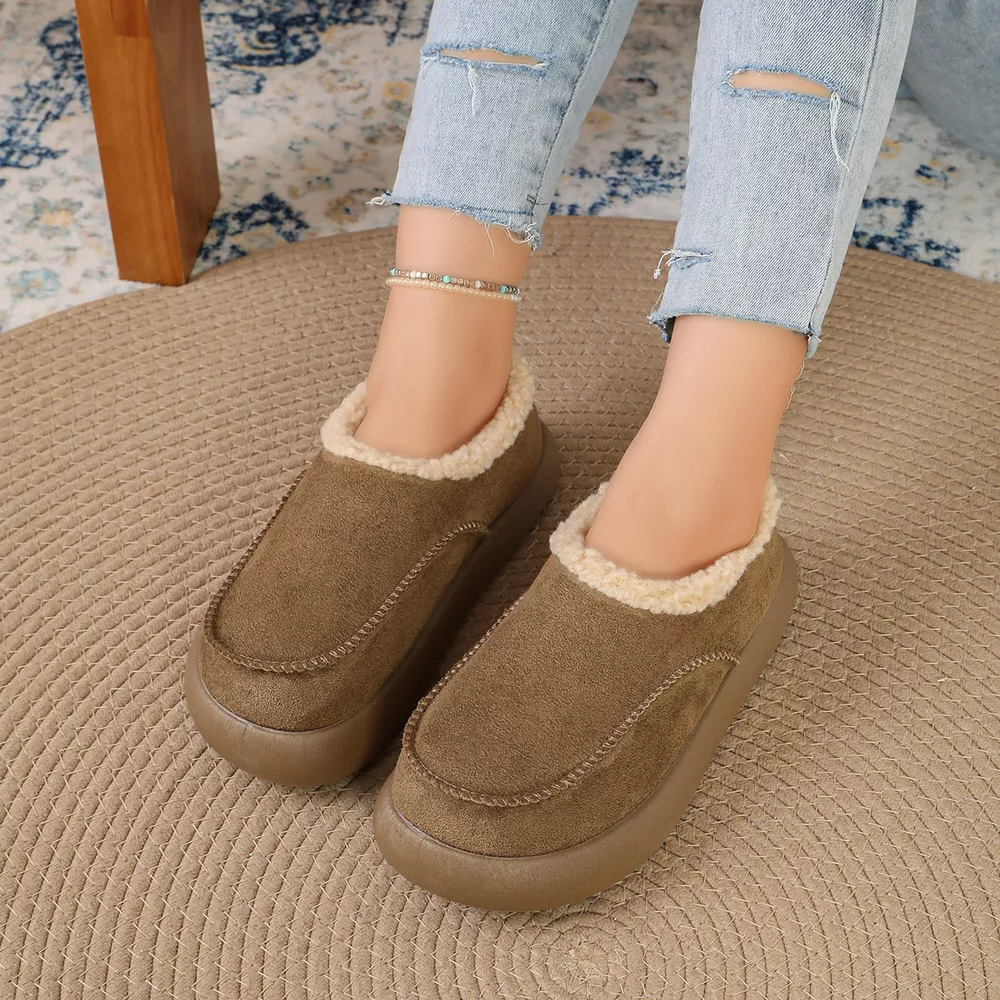 Plush-Lined Suede Platform Slip-On Boots, image 9