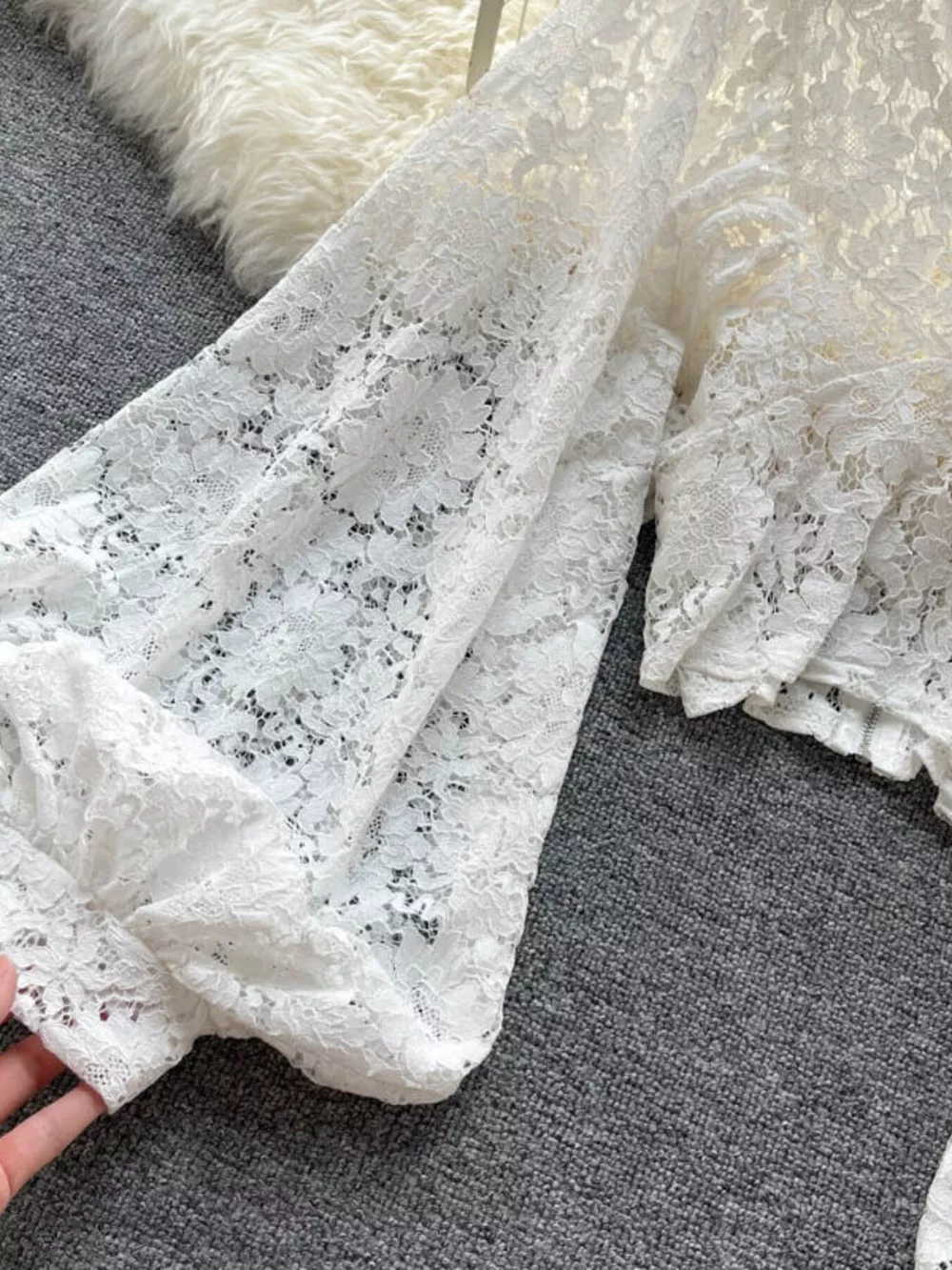Lace Tie Back Long Sleeve Top, image 4