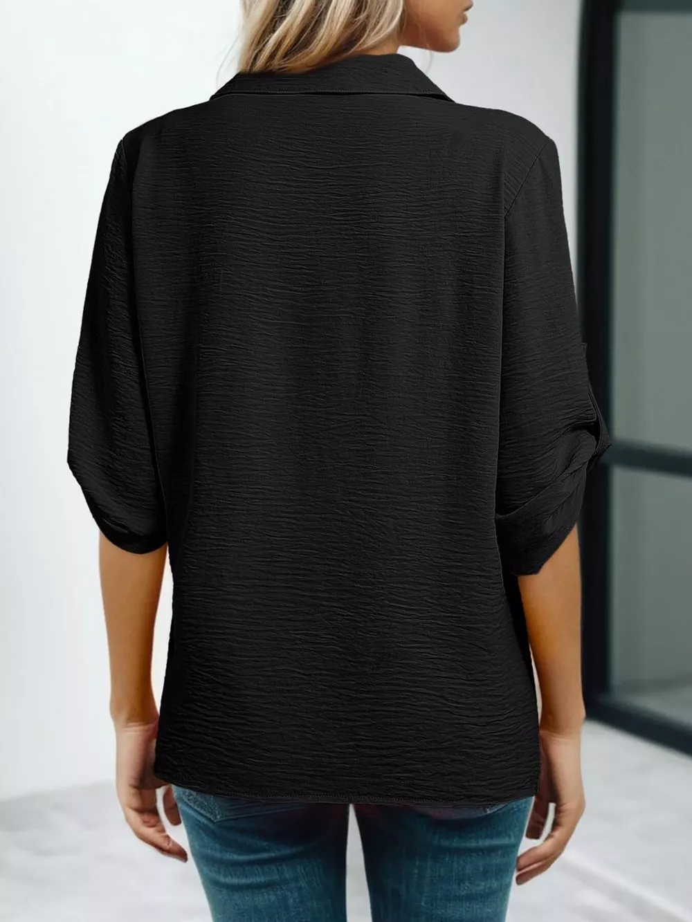 Johnny Collar Texture Blouse, image 20