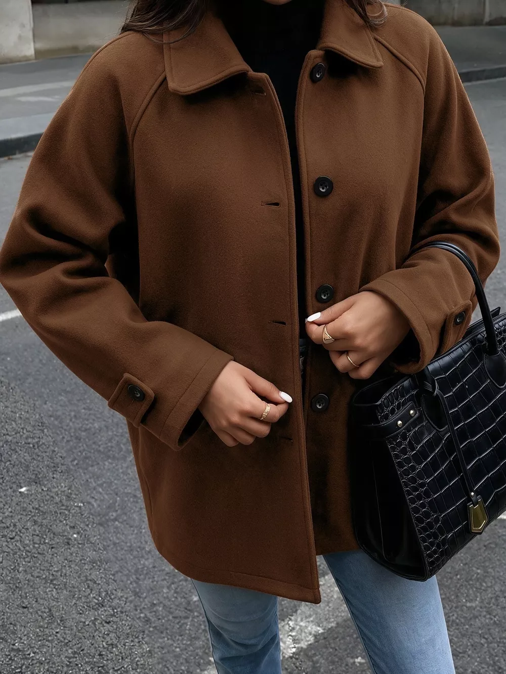Single-Breasted Raglan Sleeve Outerwear, image 4