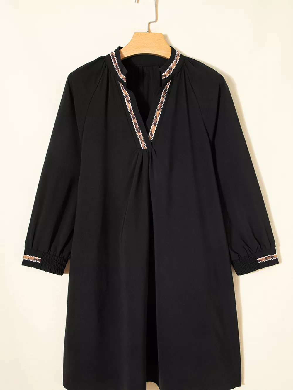 Contrast Trim Bracelet Sleeve Shift Mini Dress, image 5